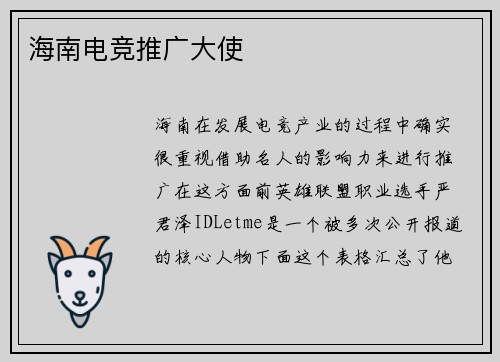 海南电竞推广大使